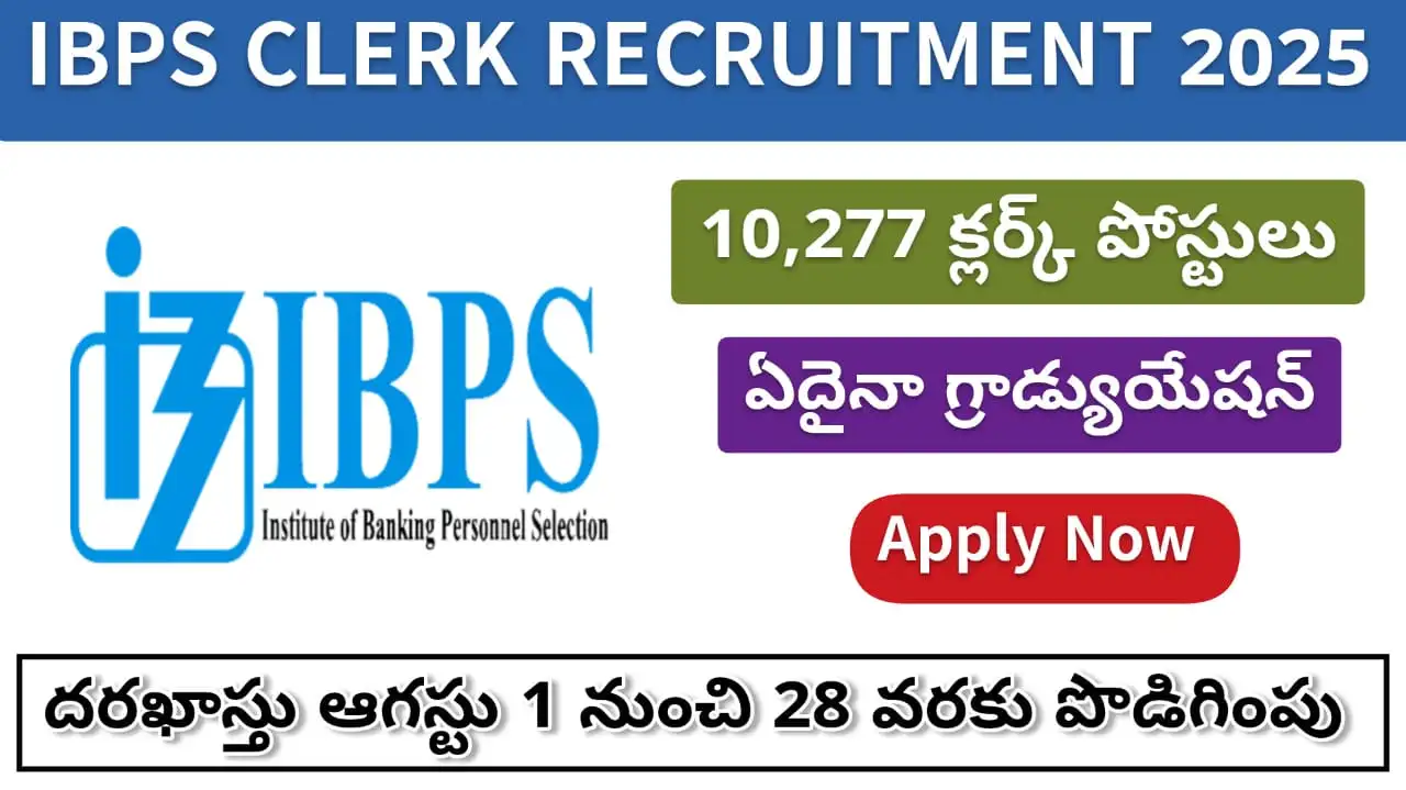IBPS Clerk Recruitment 2025 for 10,277 Posts – Apply Online for Bank Jobs