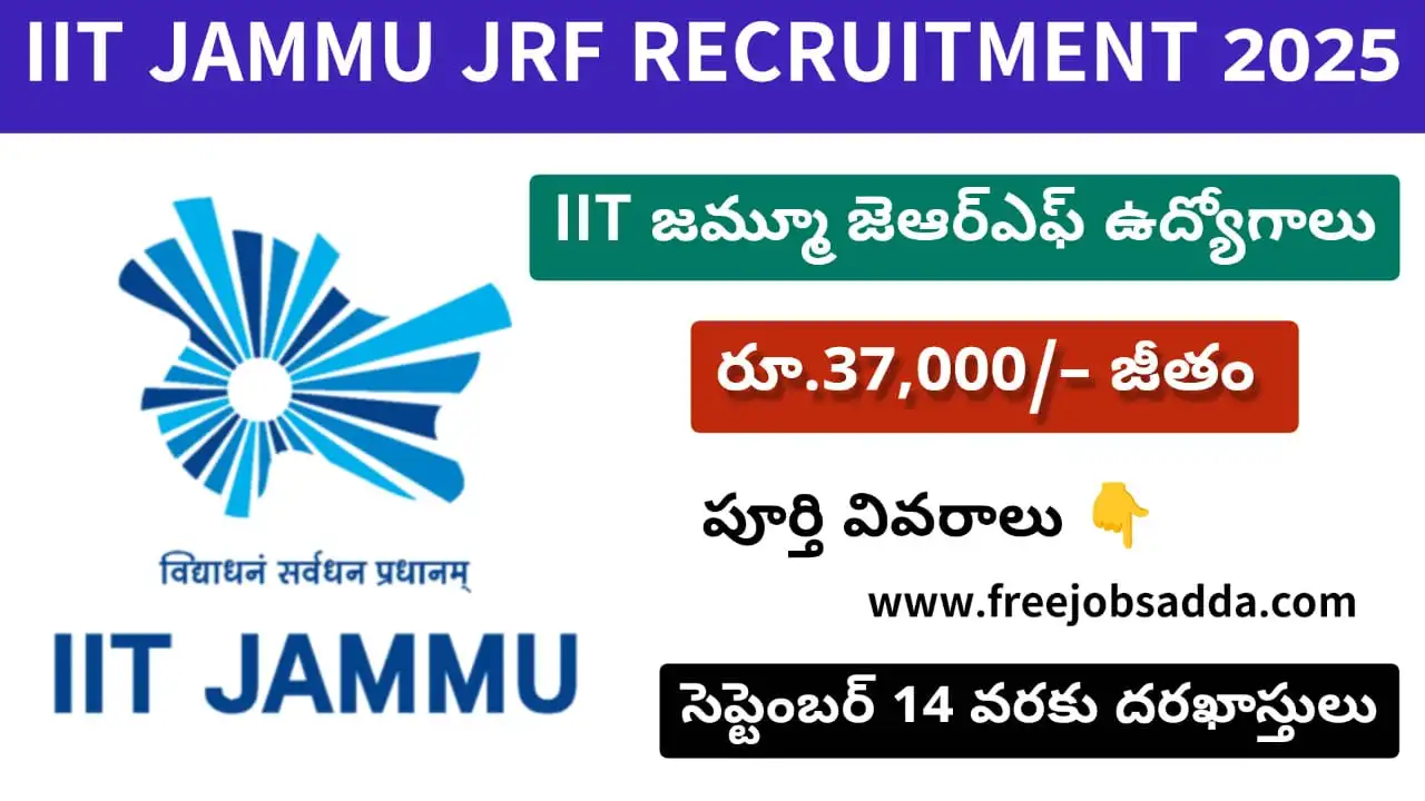 IIT Jammu JRF Recruitment 2025 for Junior Research Fellow – Apply Online for Research Jobs