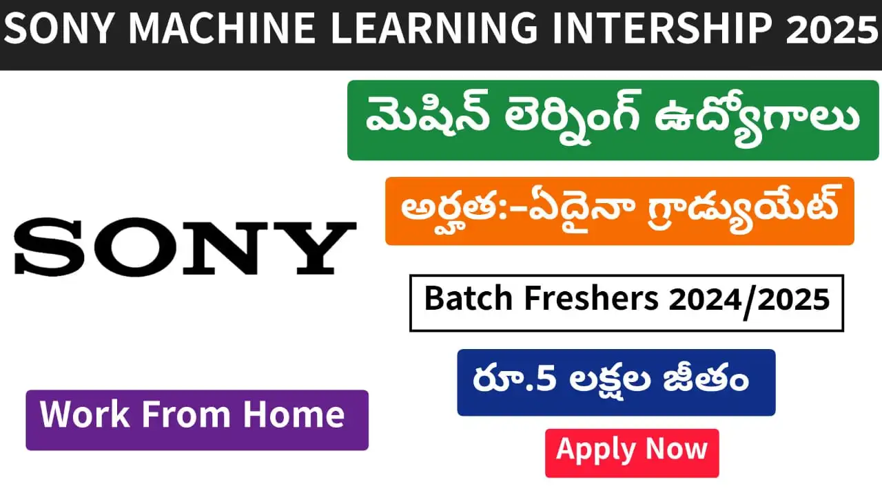 SONY Machine Learning Internship 2025 for Freshers – Remote AI Role in India